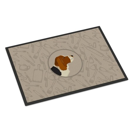 Carolines Treasures 24 x 36 in. Basset Hound in the Kitchen Indoor or Outdoor Mat CK2165JMAT